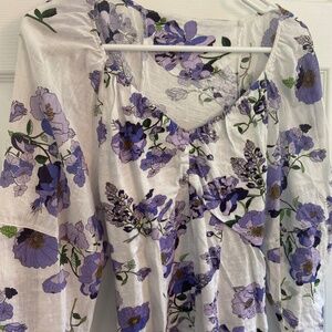 Anthropologie Purple Floral Top - SMALL